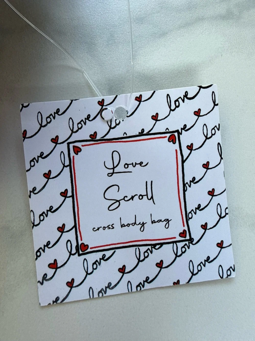 Brighton Love Scroll Canvas Crossbody Bag Heart Stripe Red White Black, NWT